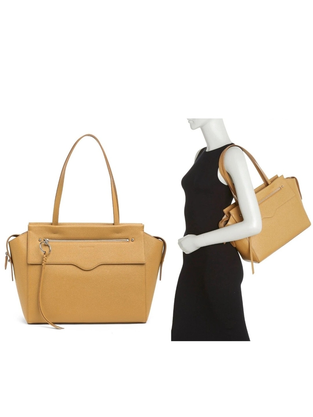 New Rebecca Minkoff Gabby Cool Tan Hybrid Leather Tote Bag Purse